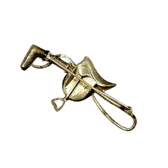 Vintage Reverse Painted Glass Cowboy Hat Pin Western Lapel Brooch - Picture 7 of 10